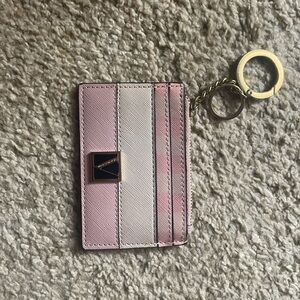Victoria's Secret Pink Striped Card Holder with Keychain